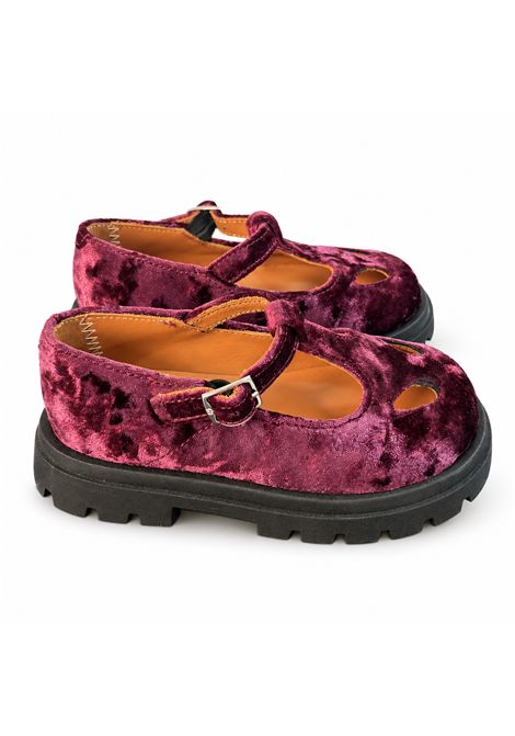 Ballerina con suola carrarmato ELI 1957 | 29003PIEL FROZEN VELVET BURDEOS